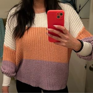 Newbury Kustom sweater - white peach purple